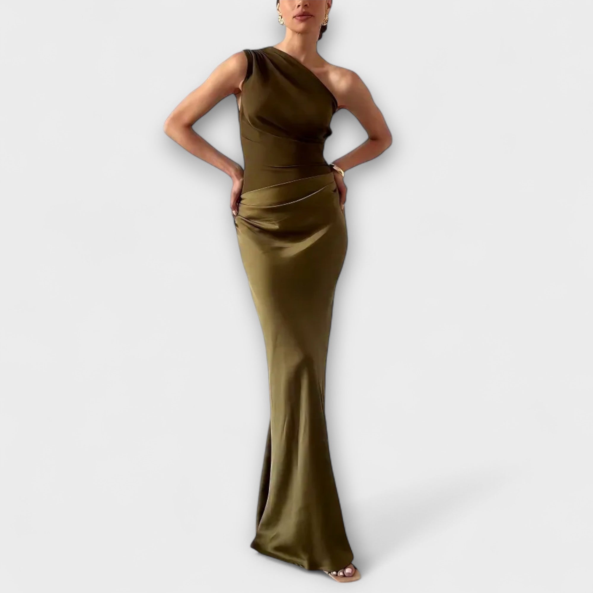 Satijnen Kleed "Anneliese" – One-Shoulder