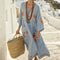 Robe Caftan "Martha" – Vert fleuri égéen