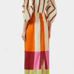 Robe Longue "Elisabeth" – Lin Mélangé à Manches Bouffantes