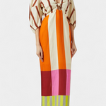 Robe Longue "Elisabeth" – Lin Mélangé à Manches Bouffantes