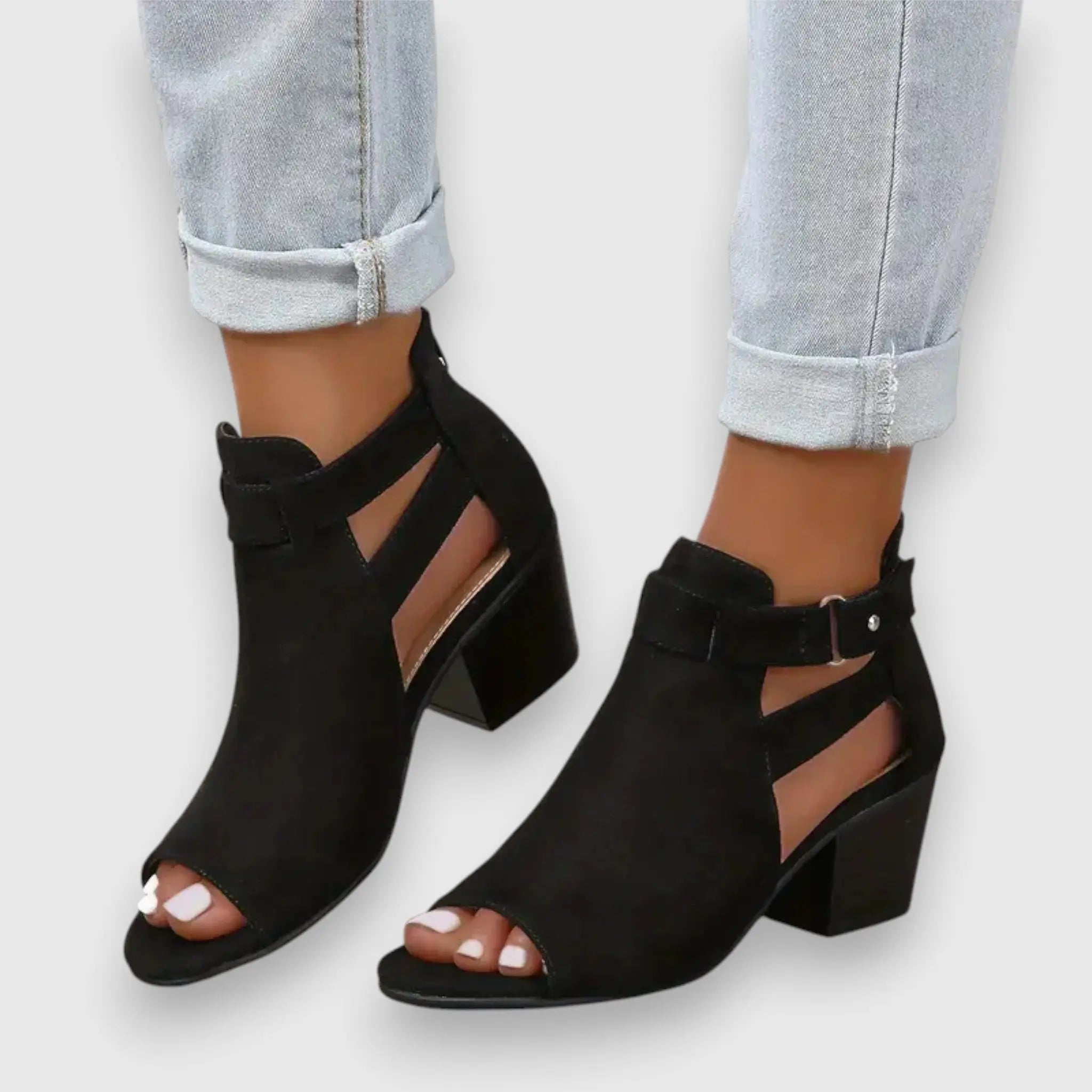 Sandalen "Nadine" – Blokhak & Retro