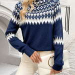 Trui "Ella" – Geometrisch Blauw