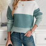 Pull "Ingrid" – Épaules Dénudées Color Block