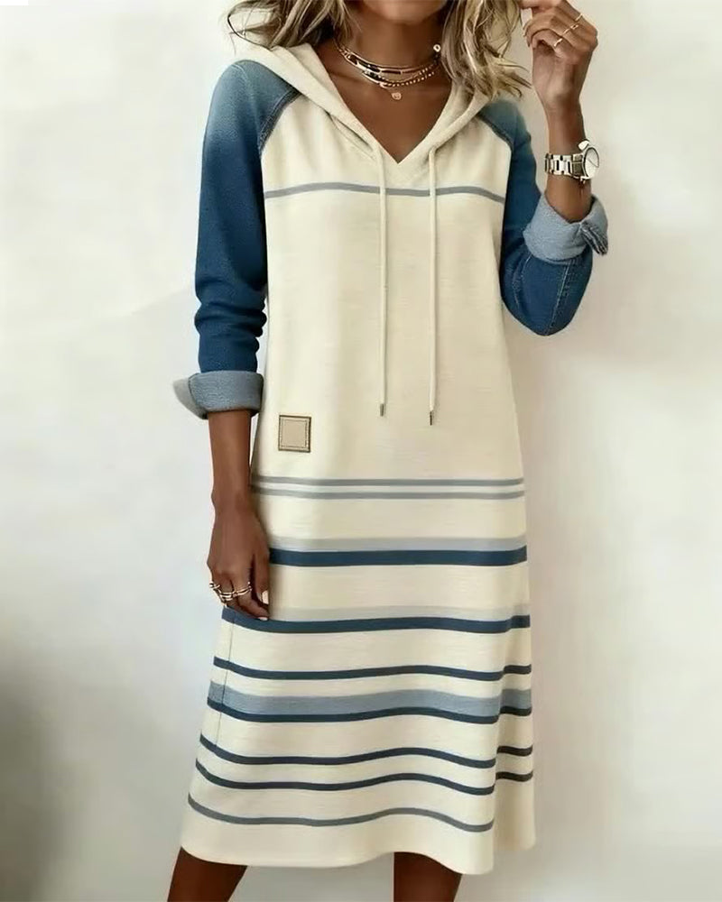 Robe Sweat à Capuche "Maja" – Rayures & Colorblock