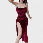 Robe en velours "Mia" – Fendue