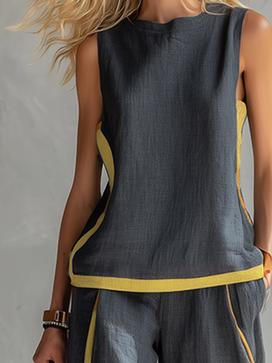 Ensemble Deux Pièces "Silke" – Gilet & Pantalon Coton-Lin