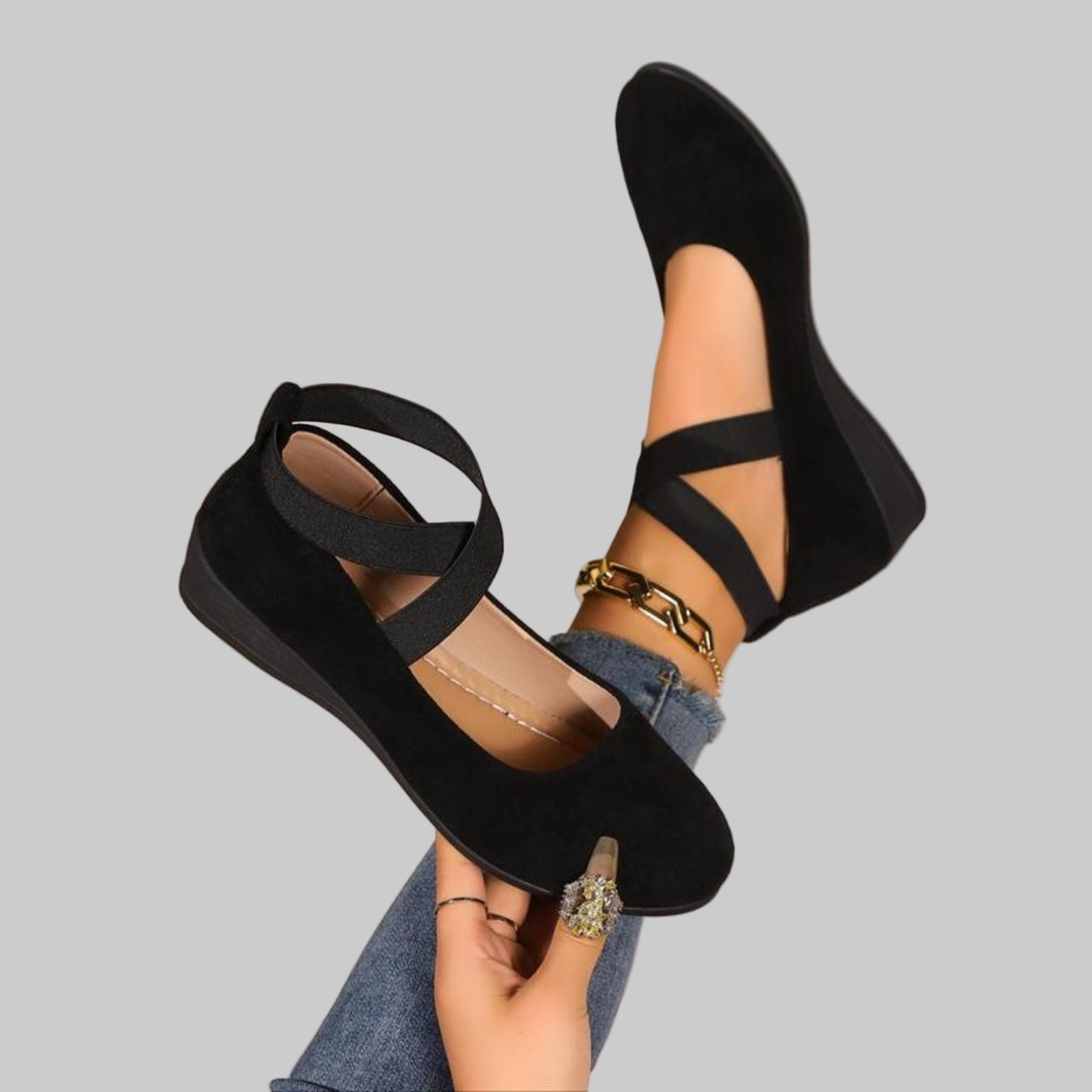 Chaussures compensées "Lotta" – Daim fermé
