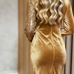 Robe Midi "Luise" – Velours & Paillettes