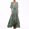 Robe Longue "Franziska" – Imprimé Fleuri à Col en V Profond