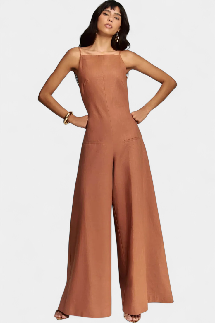 Halter-Jumpsuit "Marie" – Ramie met Wijde Pijpen