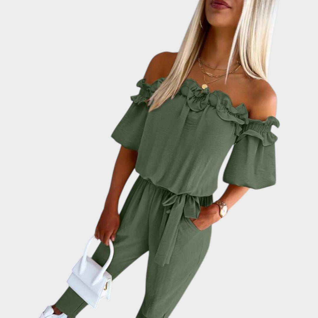 Jumpsuit "Sabine" – Off-Shoulder met Ruches