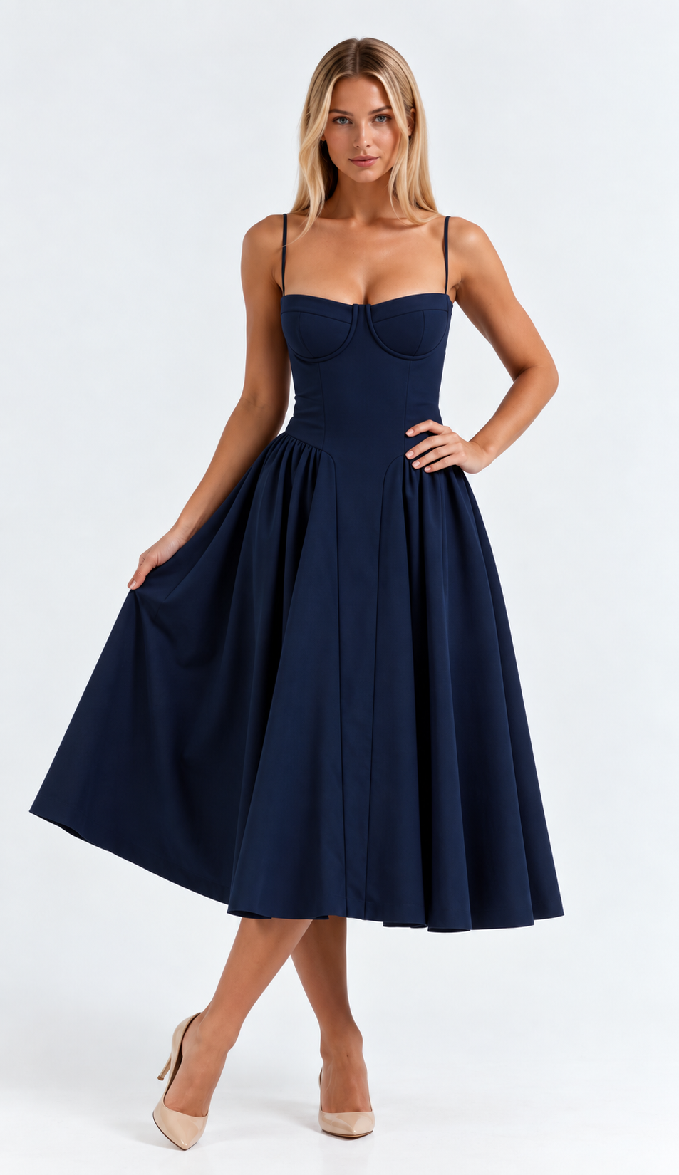Robe midi "Martha" – Corsage structuré