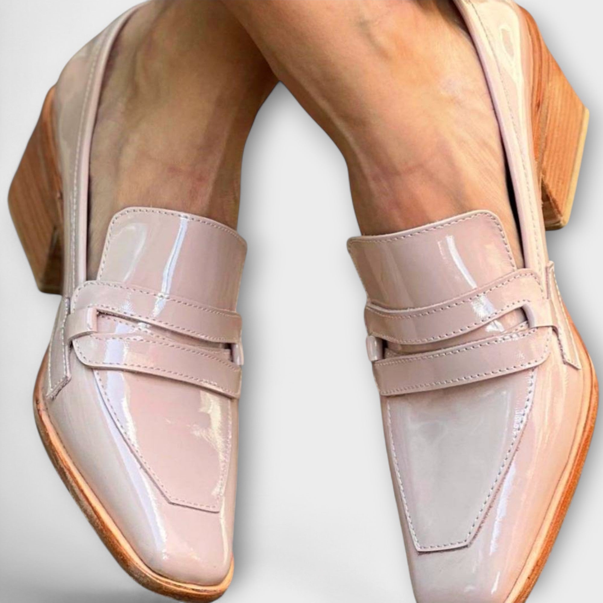 Loafers "Johanna" – Glanzend met Blokhak