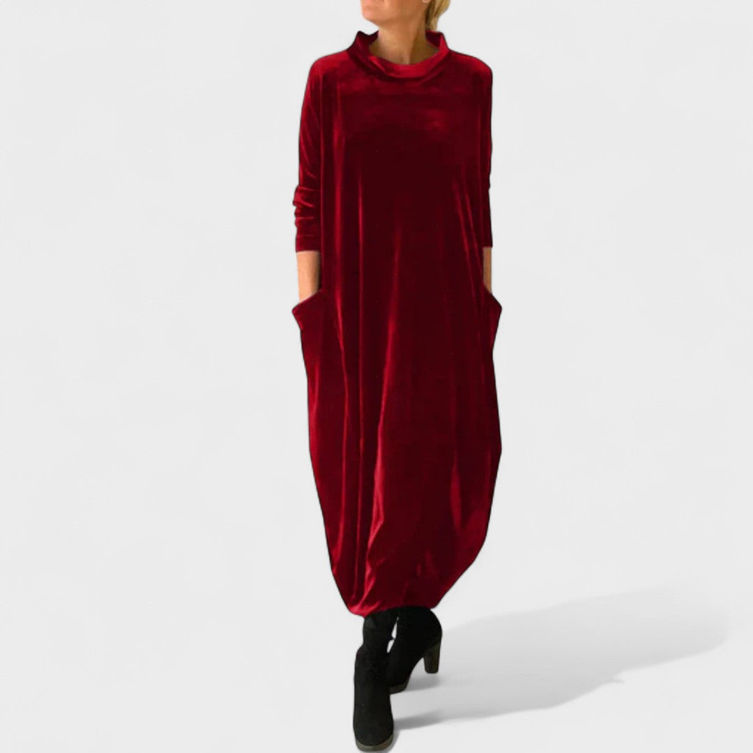 Fluwelen Kleed "Hanna" – Maxi met Zakken