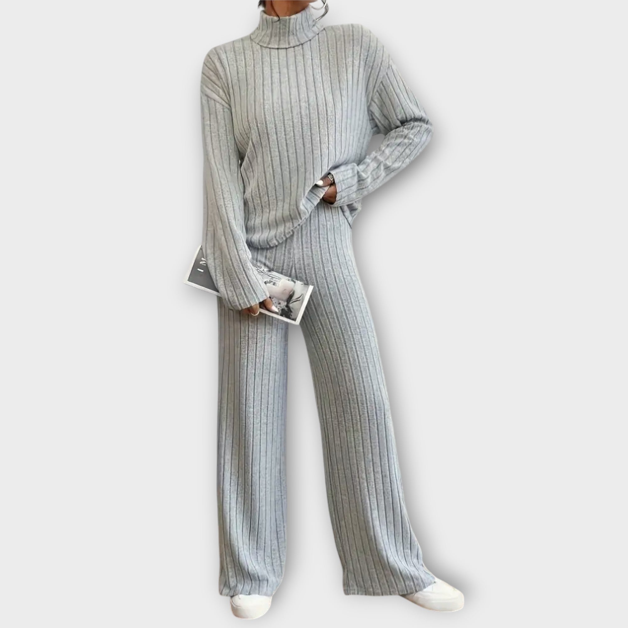 Ensemble deux pièces "Rute" – Pull côtelé & pantalon large