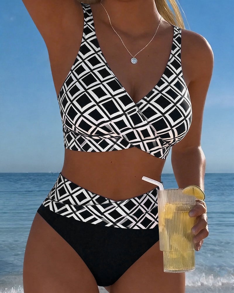 Bikini "Liesl" – Cut-out met Ruitmotief