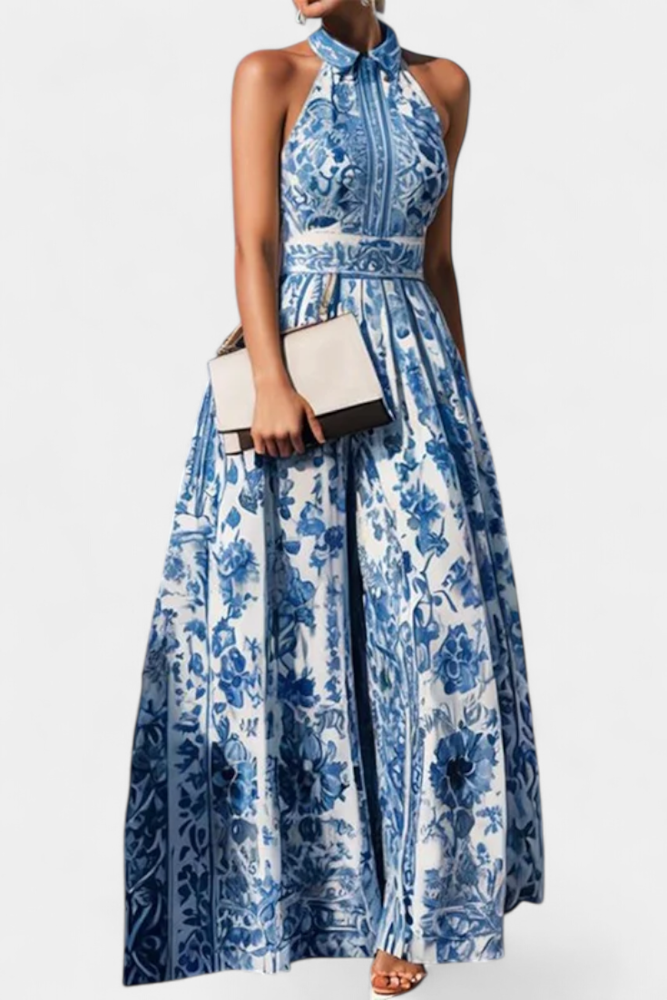 Bloemenkleed "Amelie" – Blauw & Wit Porselein