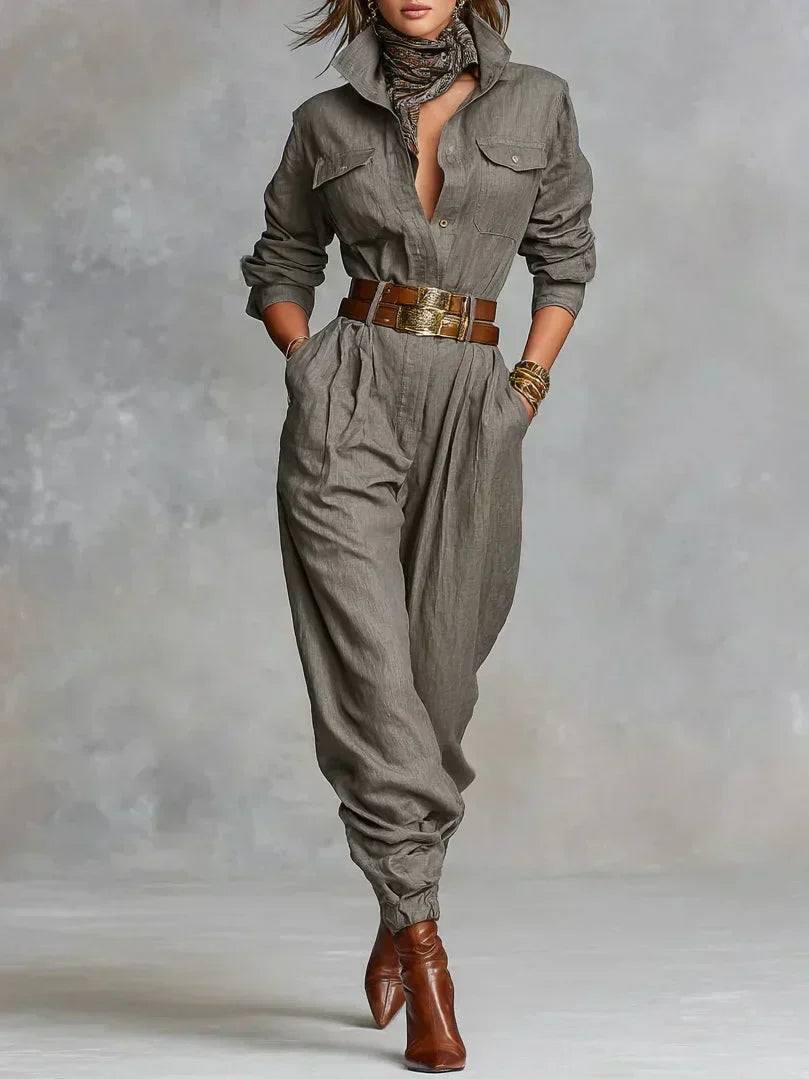 Jumpsuit "Magda" – Lange Mouwen & Hemdkraag