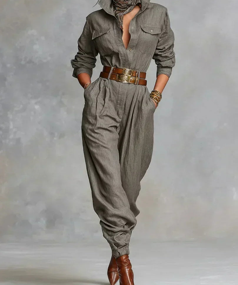 Jumpsuit "Magda" – Lange Mouwen & Hemdkraag