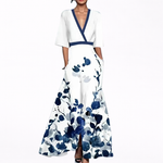 Maxikleed "Franziska" – Bloemenprint met Diepe V-Hals