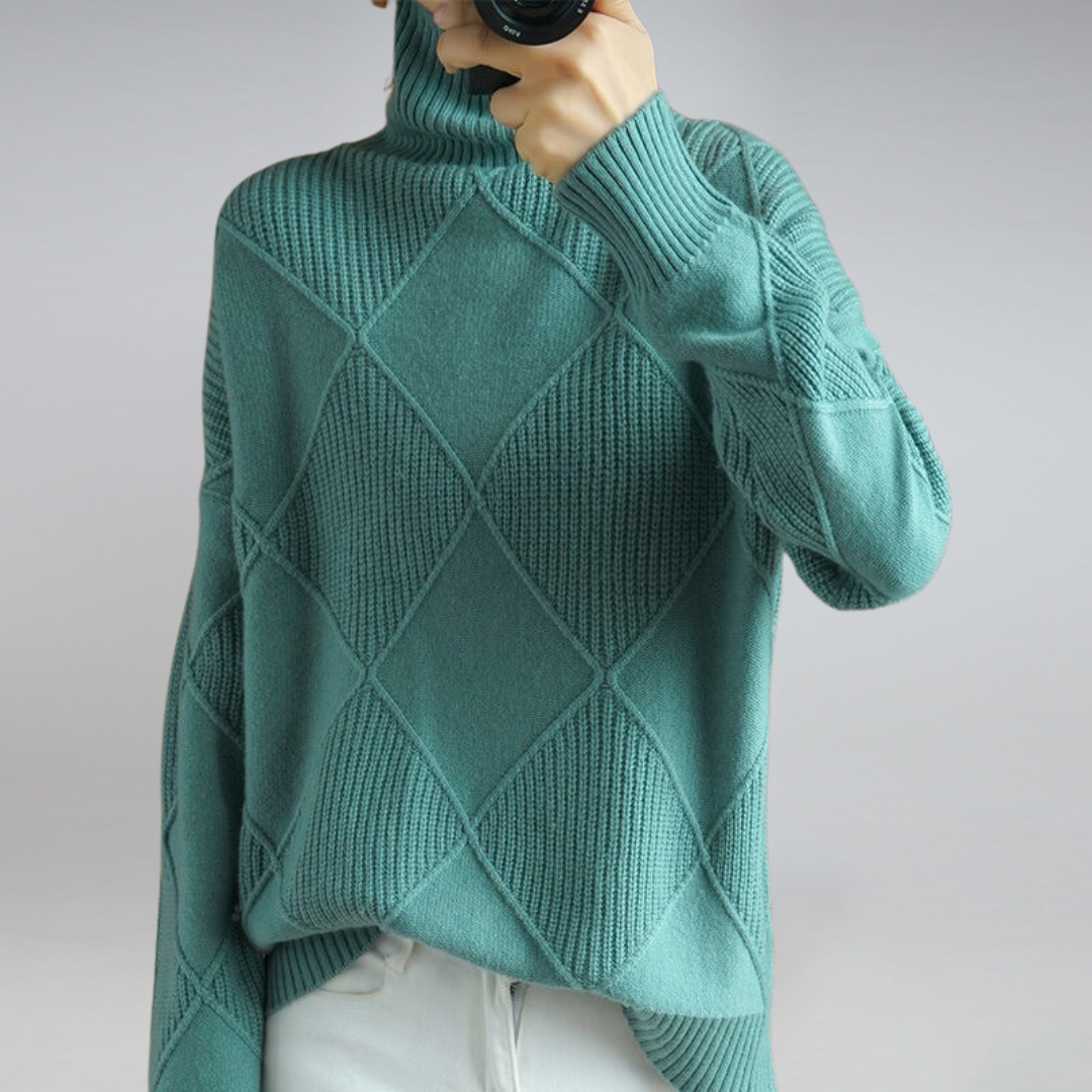 Trui "Angelika" – Oversized met Hoge Kraag