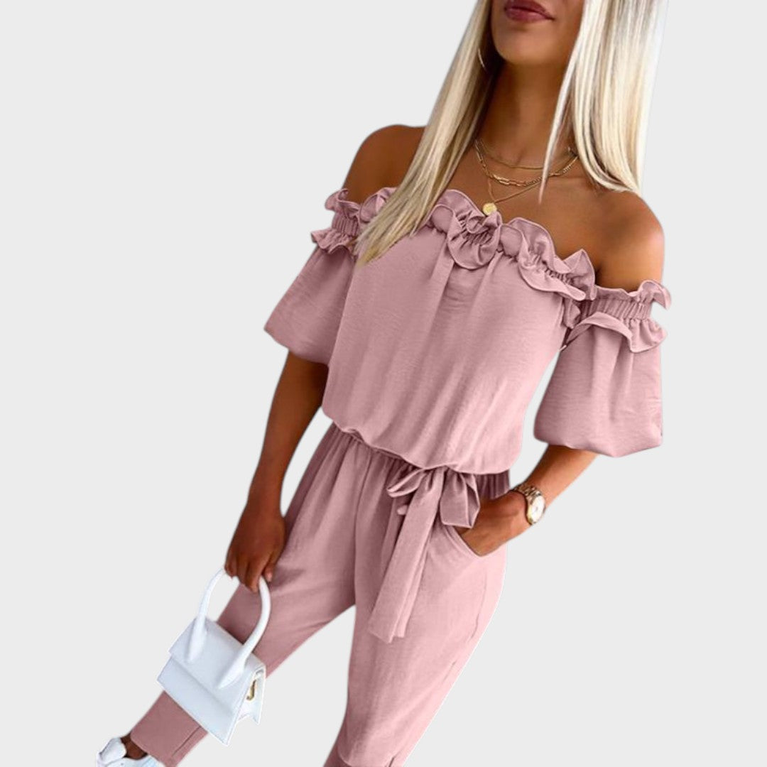 Jumpsuit "Sabine" – Off-Shoulder met Ruches