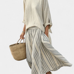 Ensemble "Petra" – Blouse en Lin de Bambou & Jupe Midi