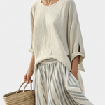 Ensemble "Petra" – Blouse en Lin de Bambou & Jupe Midi