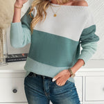 Pull "Ingrid" – Épaules Dénudées Color Block