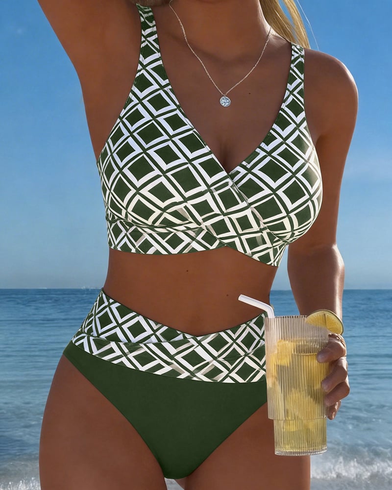Bikini "Liesl" – Cut-out met Ruitmotief