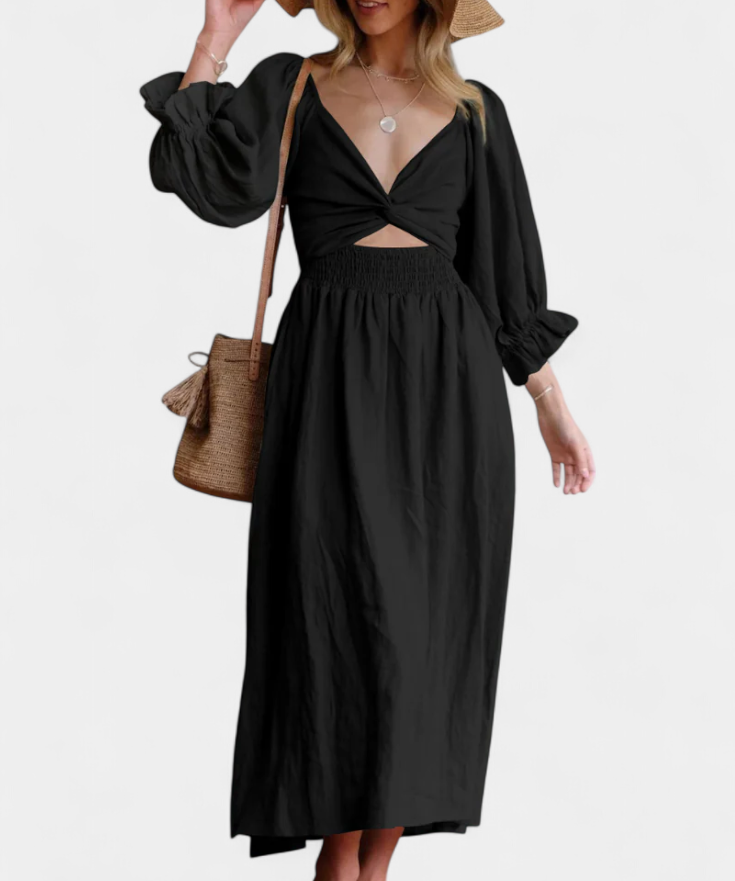 Robe "Petra" – Deux Volants & Manches Bouffantes