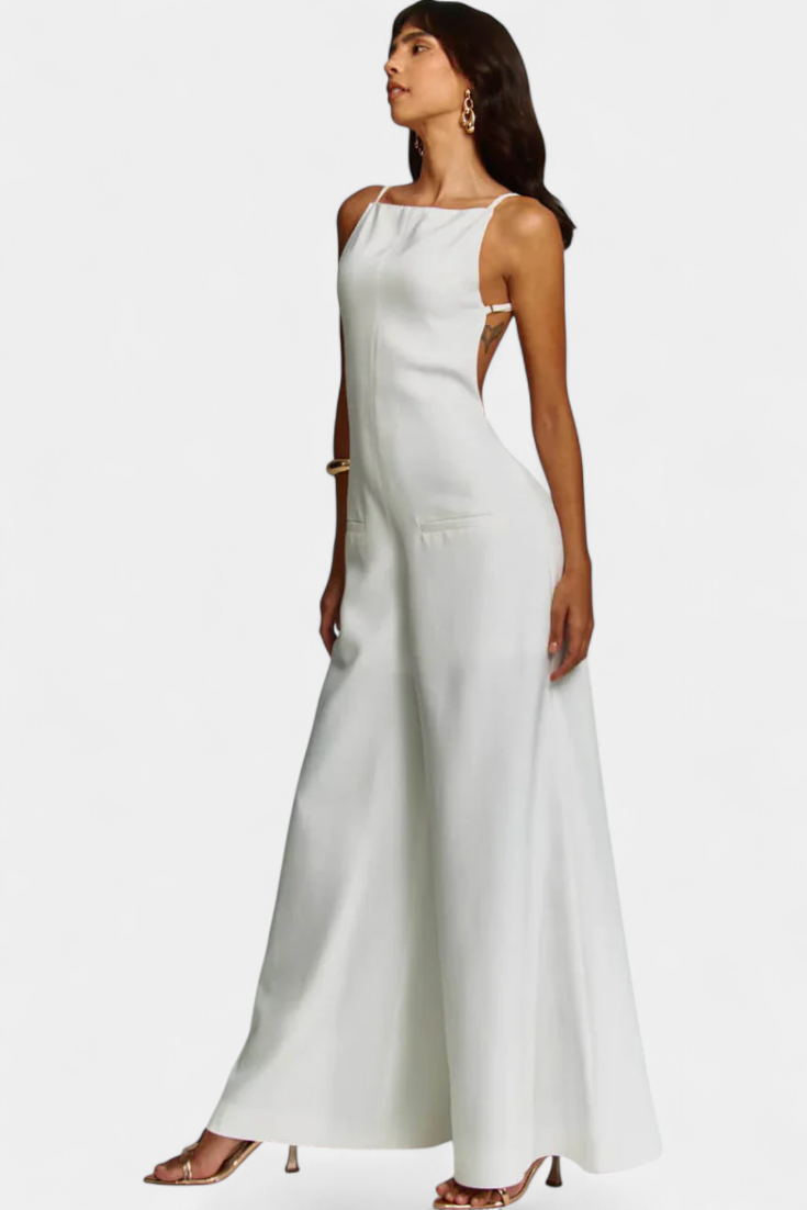 Halter-Jumpsuit "Marie" – Ramie met Wijde Pijpen