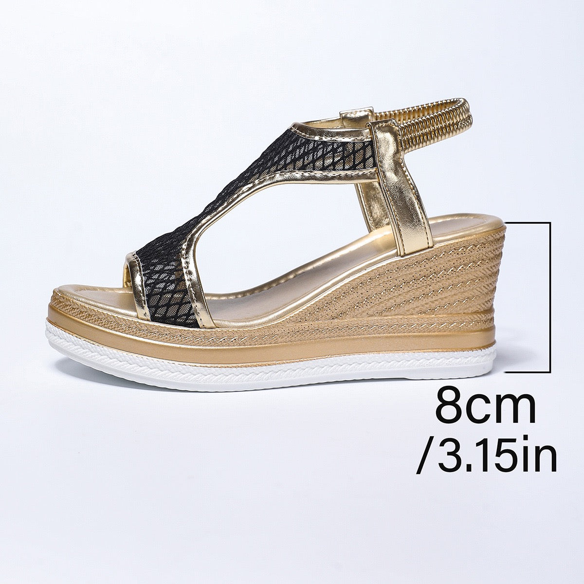 Sandales compensées "Marie-Luise" – Mesh & verni