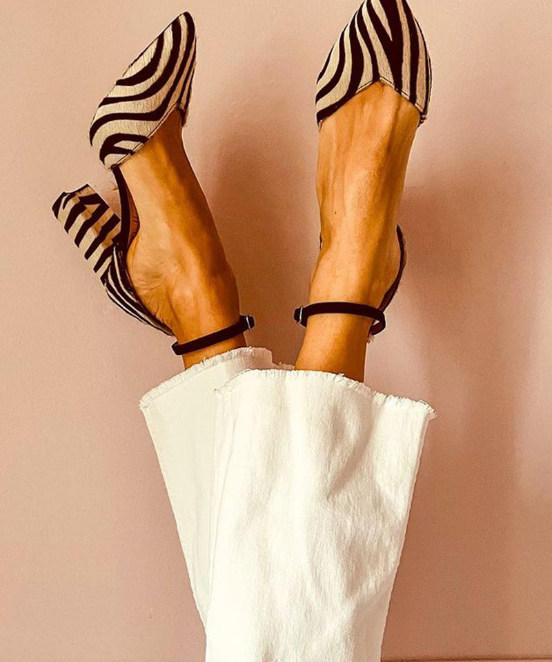 Sandalen "Zebrina" – Zebraprint & Middelhoge Hak