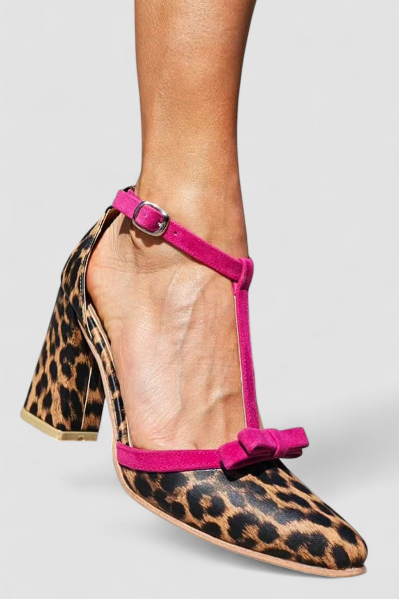 Sandales "Leontina" – Imprimé léopard & touches de couleur