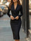 Robe Midi "Senta" – Revers & Manches Longues