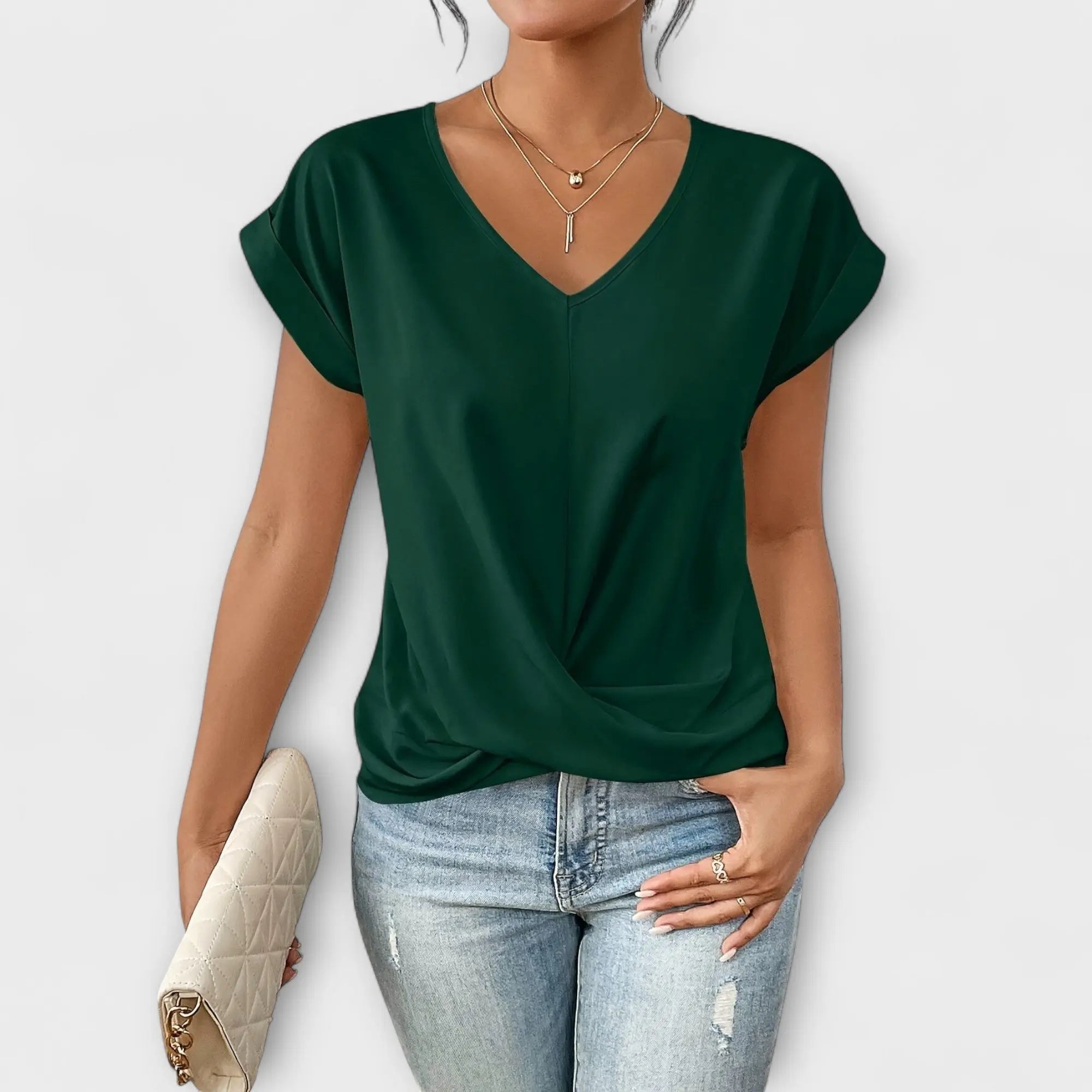 Top "Christina" – Col en V à Boutons