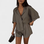 Ensemble "Sofia" – Oversized Blouse & Linnen Short