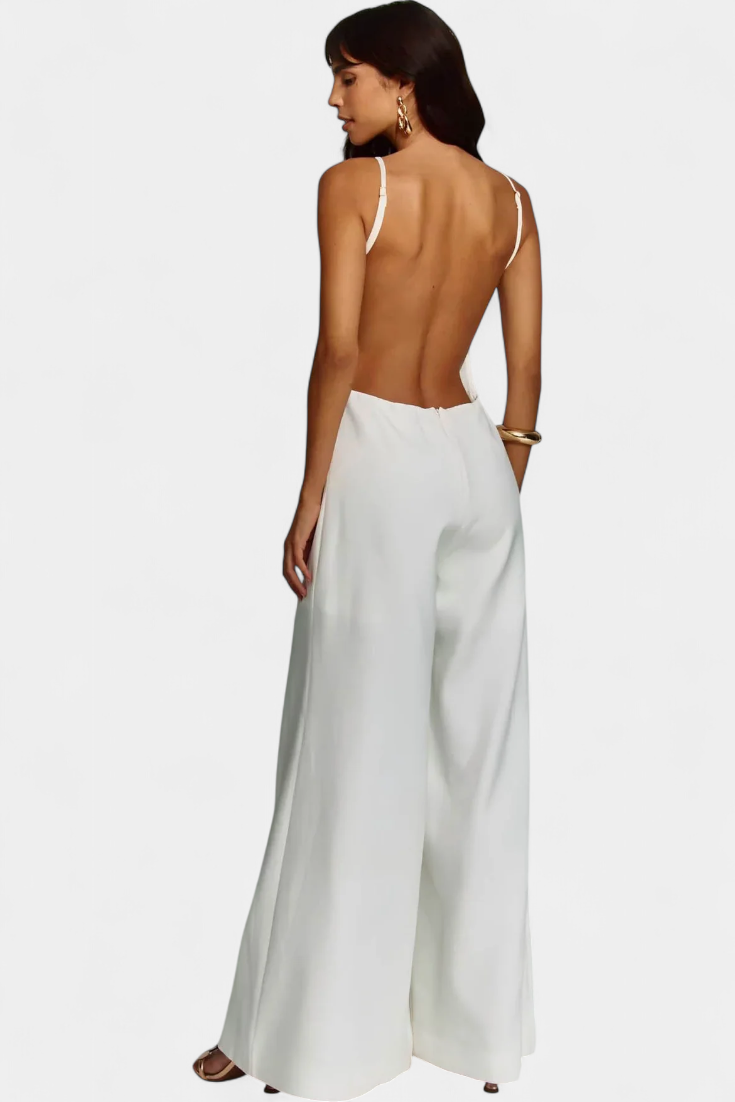 Halter-Jumpsuit "Marie" – Ramie met Wijde Pijpen