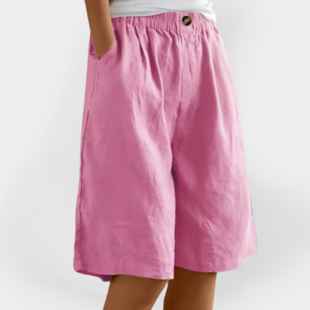 Short en lin à poches