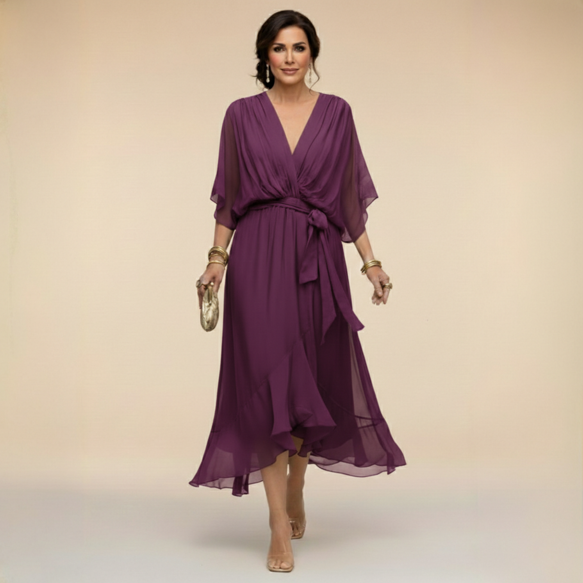 Robe en Mousseline "Irene" – Col en V