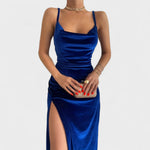 Robe en velours "Mia" – Fendue