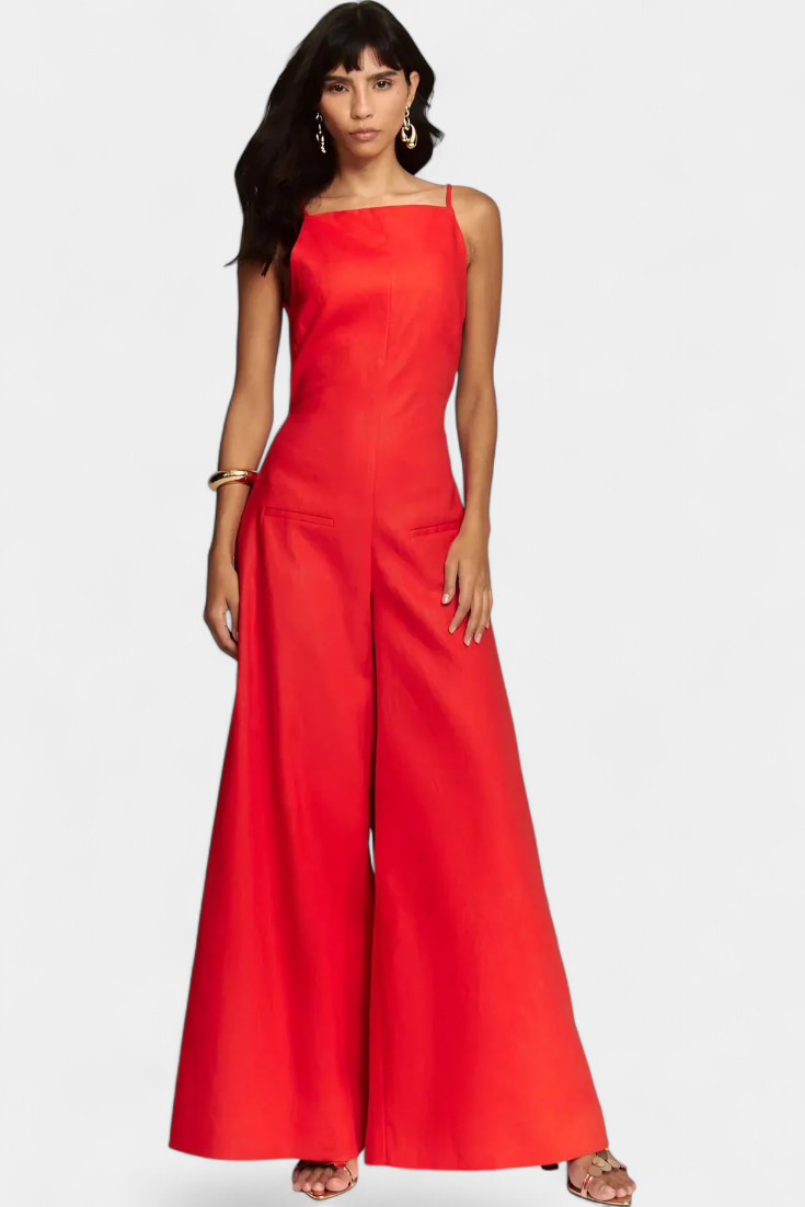 Halter Jumpsuit "Elsa" – Ramie met Wijde Pijpen