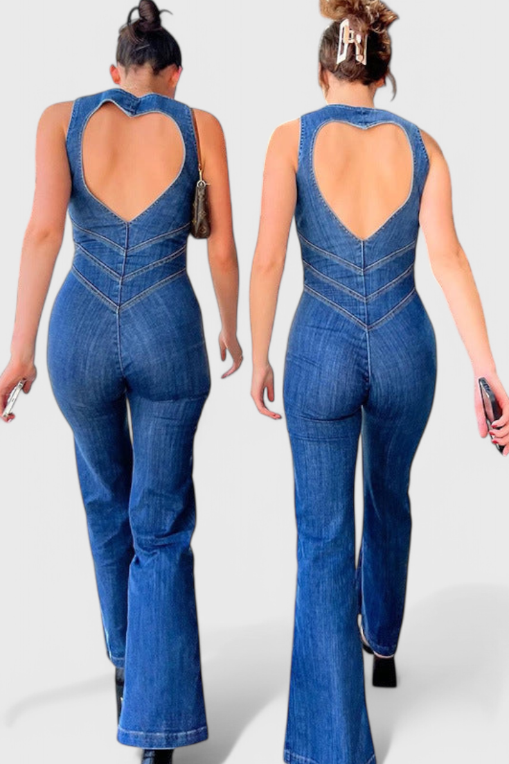 Denim Jumpsuit "Valerie" – Hartvormige Rug