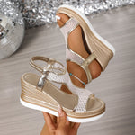 Sandales compensées "Marie-Luise" – Mesh & verni