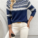 Trui "Ella" – Geometrisch Blauw