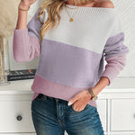 Pull "Ingrid" – Épaules Dénudées Color Block