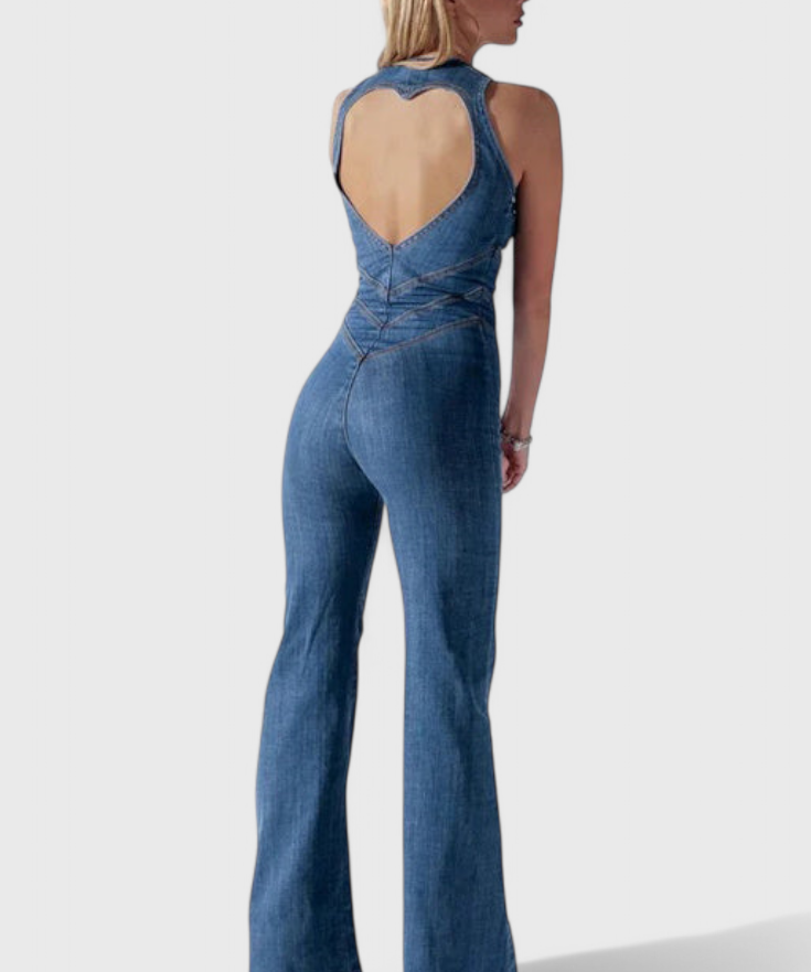 Denim Jumpsuit "Valerie" – Hartvormige Rug