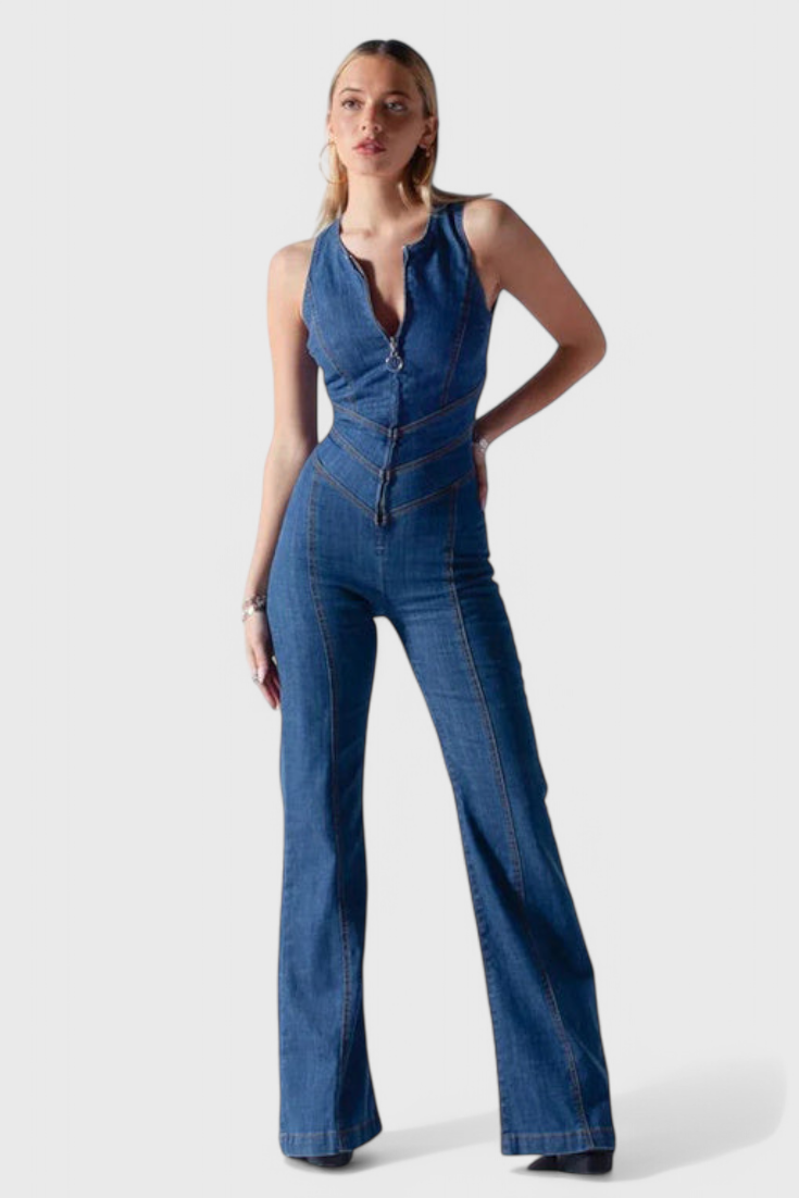 Denim Jumpsuit "Valerie" – Hartvormige Rug