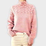 Pull "Eva" – Maille Torsadée à Col Montant